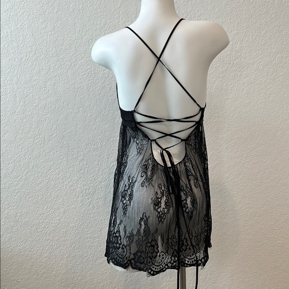 Victoria's Secret Black Lace Chemise with Plunging V-Neckline - Picture 3 of 5